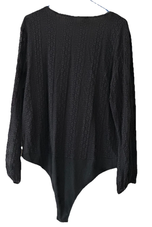 Body para mujer Honey Punch cuello en V manga larga negro encaje talla grande 3X caprichoso Foto 2 de 4