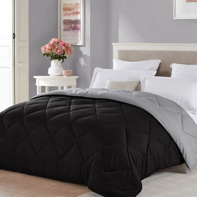 Twin XL Comforter Black Grey Reversible Lightweight Bedding Boys Dorm Blanket