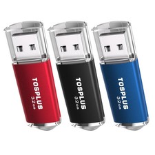TOSPLUS 3Pack 32GB USB Flash Drives Thumb 32GB, Black/Red/Blue