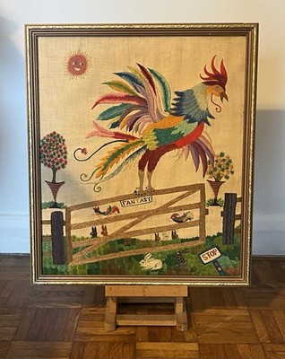 British ? American ? - Very Rare Folk Art Embroidery Early 20th C ~ Research Req