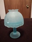 New ListingVintage Fenton Blue Satin Glass Fairy Lamp 2 Piece Pedestal Votive Candle Holder