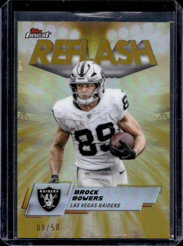 2025 Topps Finest Brock Bowers Reflash Gold Refractor #/50 Raiders