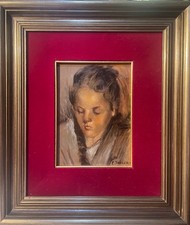 Dipinto olio su tavola, ritratto di donna, Enrico Felisari, XX secolo