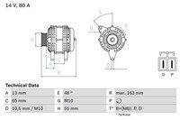 Generator Bosch 0 986 082 710 FÜR Mazda Lichtmaschine Drehstromgenerator