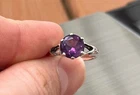 925 Sz 6.3 Amethyst Vintage Solid Band Ring Sterling Silver