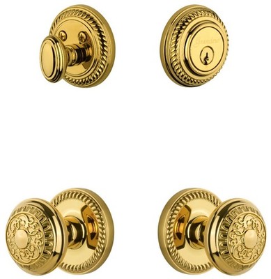Grandeur NEWWIN_SP_ESET_238 Newport Solid Brass Single Cylinder - Brass
