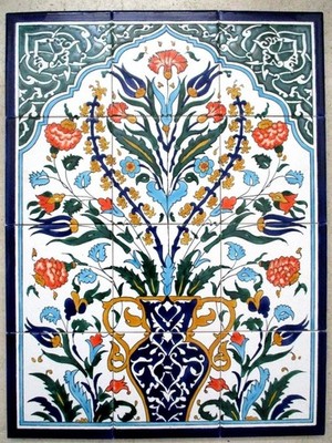 18'' x 24'' Ceramic tile art Mosaic wall mural Panel Arabesque floral BACKSPLASH
