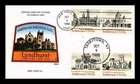 DR JIM STAMPS US COVER ARCHITECTURE FDC COMBO DUAL CANCEL COLLINS HAND PAINTED