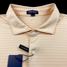 Peter Millar Crown Crafted Performance Striped Polo Shirt Orange Sorbet 2XL