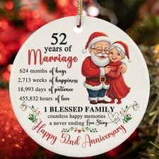 52 Years Of Marriage Ornament Happy 52nd Anniversary Santa Claus Christmas Gift