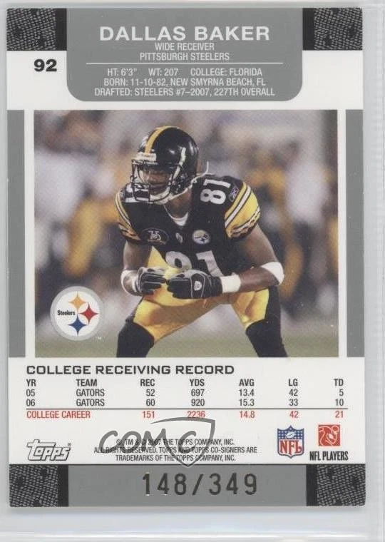 2007 Co-Signers Blue Changing Faces Gold Dallas Baker Willie Parker Rookie RC - Image 2 of 2