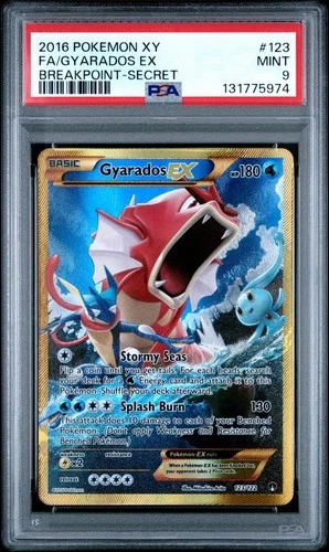 2016 POKEMON XY BREAKPOINT SECRET #123 FULL ART/GYARADOS EX PSA 9 GEM MINT