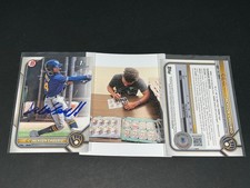 Jackson Chourio Brewers Auto Signed 2022 1st Bowman Base Full Sig Beckett Holo .