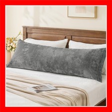 Velvet Body Pillow Cover with Zipper, Soft and Plush 20x54 Long Pillow Case Gray