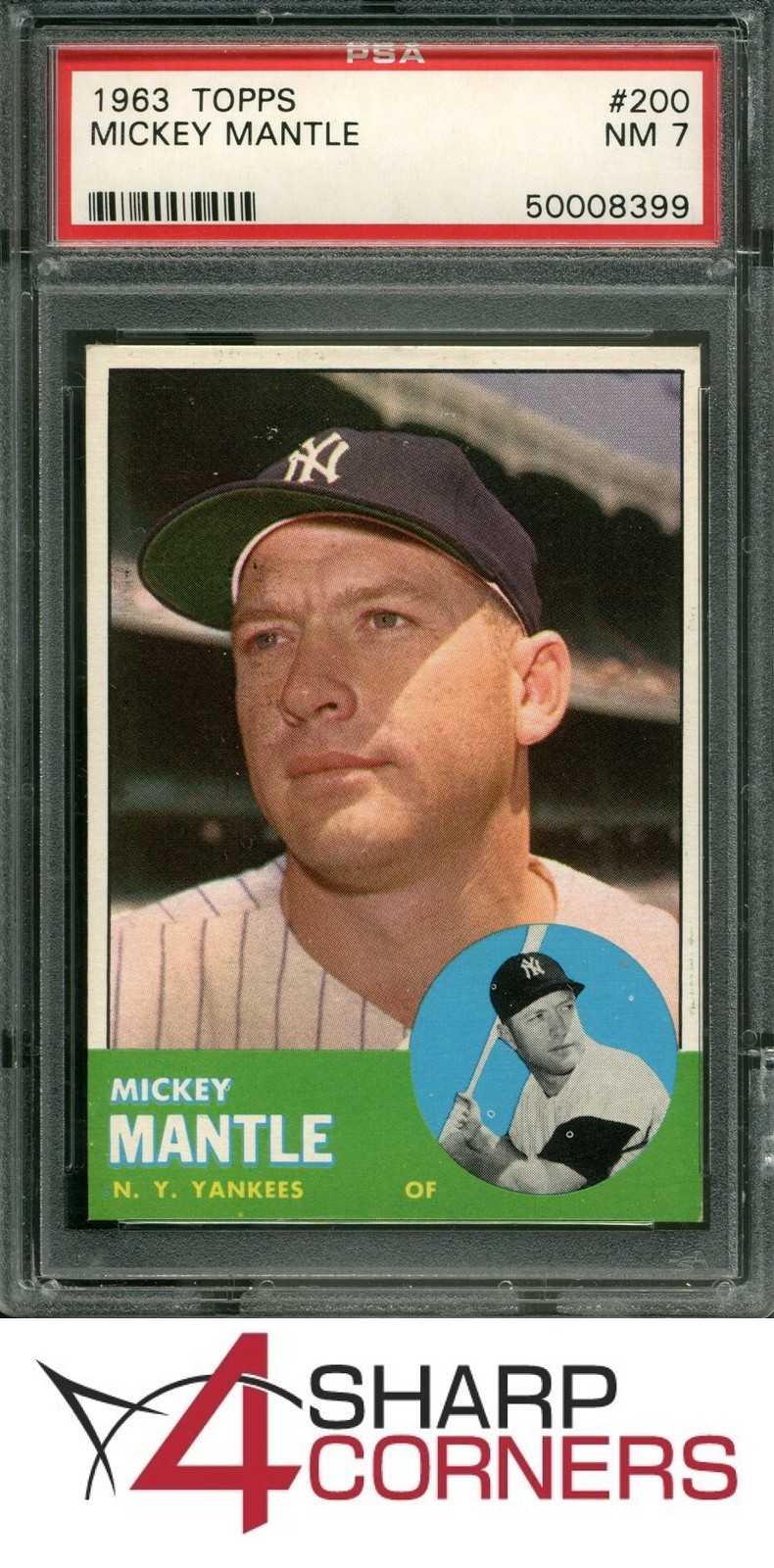 1963 TOPPS #200 MICKEY MANTLE YANKEES HOF PSA 7 view 1