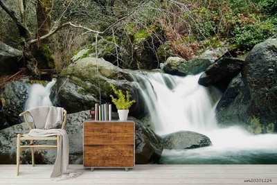3D Nature Waterfull Plant Self-adhesive Removeable Wallpaper Wall Mural