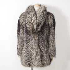 *Excellent SAGA FOX Silver Label Real Fox Fur Luxury Coat Soft Voluminous M