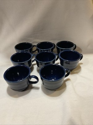 Fiestaware Tea Cups Cobalt Blue Glaze By Homer Laughlin Set Of 8 