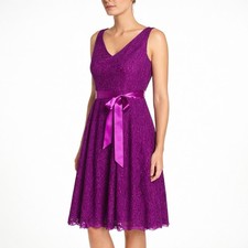 ADRIANNA PAPELL Fit and Flare Lace Midi Dress. Size 4