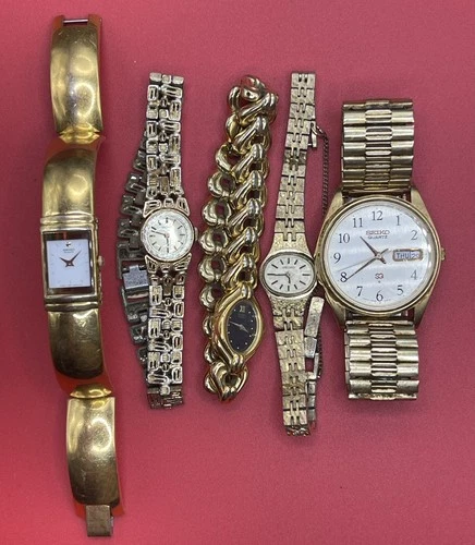 Lot of 5  Estate Vintage Ladies Watches, Seiko -untested