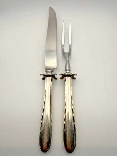 Vintage Towle Sterling Silver Handles Carving Set  Pattern: Silver Flutes