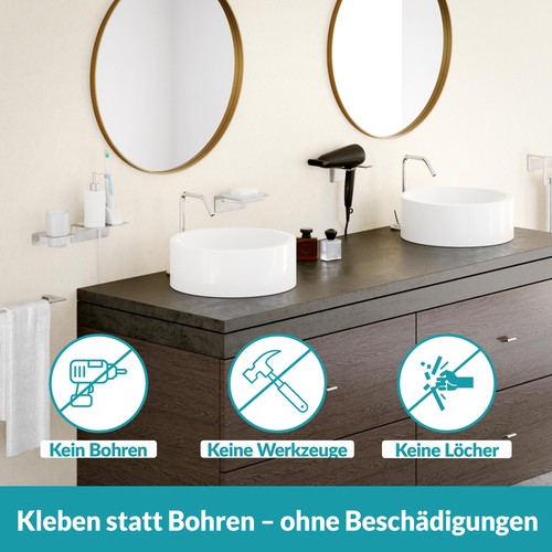 Föhnhalterung Halterung Föhn Glätteisen Ohne Bohren WEISSENSTEIN Zum Kleben - Bild 2 von 7