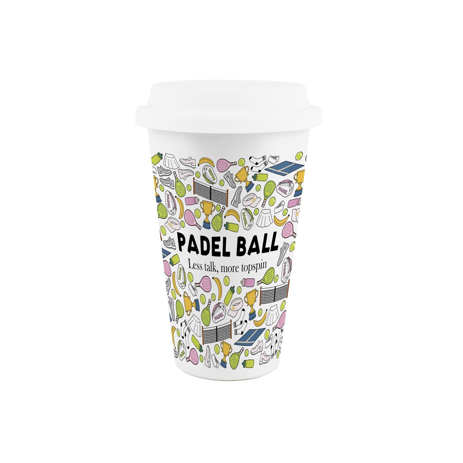 Novelty Padel Ceramic Travel Mug - Fun Sports Themed Drinkware Gifts