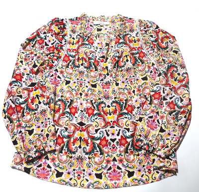 LOFT ANN TAYLOR Blouse Size Large Floral Spring Summer Boho Top Cottage Core