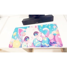 Anime Style Cute Cat  Star Oversized Mouse Pad 23.6" X 11.5" Keyboard Desk Mat