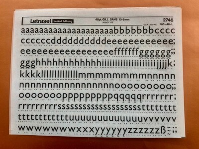 LETRASET 2746GILL SANS 48PT  Transfer Abreibebuchstaben