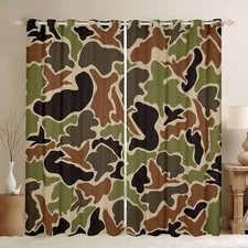Duck Hunter Green Camouflage Hunting Curtains for Bedroom Living Room 2 Pane...