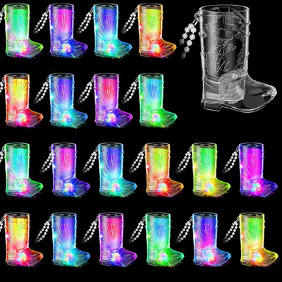Cowgirl Boot Shot Glasses Set of 16Pcs Light up Plastic Shot Glasses Western Par