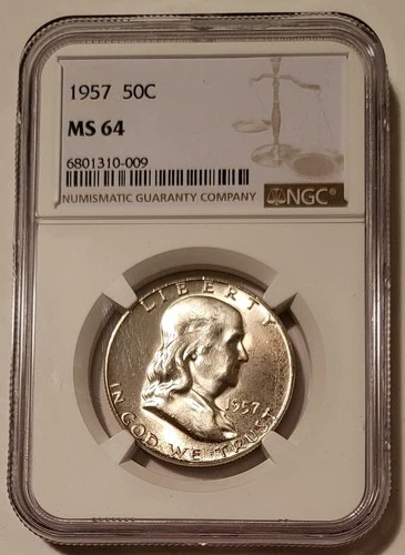 1957 Franklin Half Dollar MS64 NGC Toning