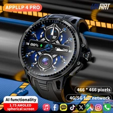 4G Android Smart Watch 1.75'' AMOLED Smartwatch with SIM Card Slot Camera GPS