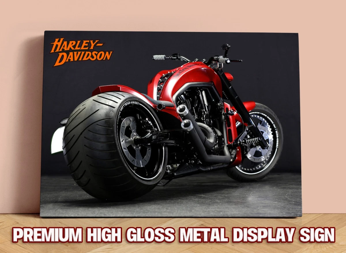 RARE HARLEY DAVIDSON PREMIUM GLOSS METAL SHOWROOM GARAGE DISPLAY SIGN Large A3