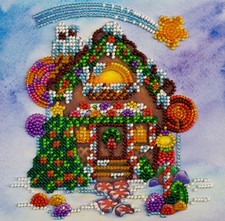 Bead Embroidery Kit "Gingerbread house" Beaded Stitching Beadwork
