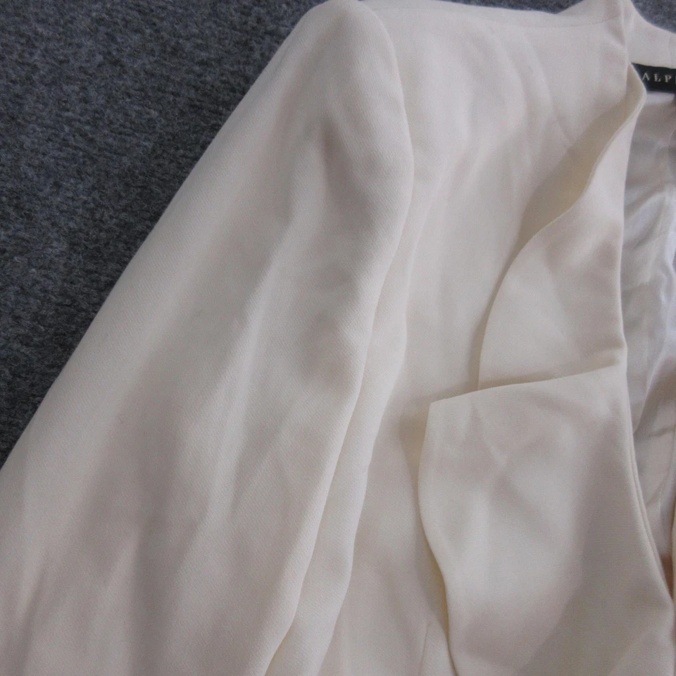 Blazer Ralph Lauren Mujer 10 Marfil Volantes Frontales Lana Virgen Forrado Seda Hecho en EE. UU. Foto 3 de 4