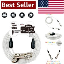 40ft Reflective Tie-Out Cable for Heavy Dogs Up to 125 lbs - Ultra Strong Safety