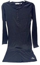 Calvin Klein Black Dress Women’s Small Long Sleeve Henley Summer Casual New
