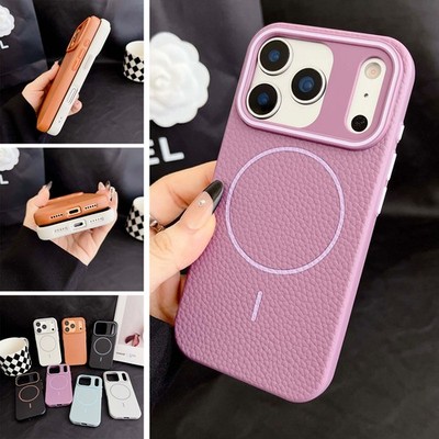 For iPhone 17 Pro Max 16 15  Back PU Case Shockproof Magnetic Wireless Charging