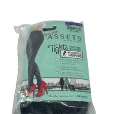 Assets By Spanx Size 5 Black Flipside Diamond Reversible Shaping Tights New 
