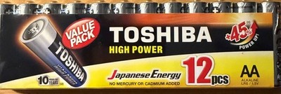 12x TOSHIBA Mignon AA LR6 1,5V Alkaline High Power