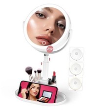 Makeup Mirror with Lights, 1X/20X Lighted Makeup Mirror with Storage for White