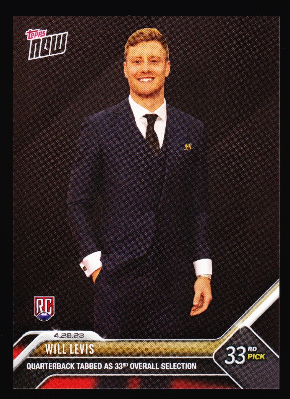 Will Levis Kentucky Wildcats 2023 Topps Now D-3 Draft Pick Tennessee Titans RC