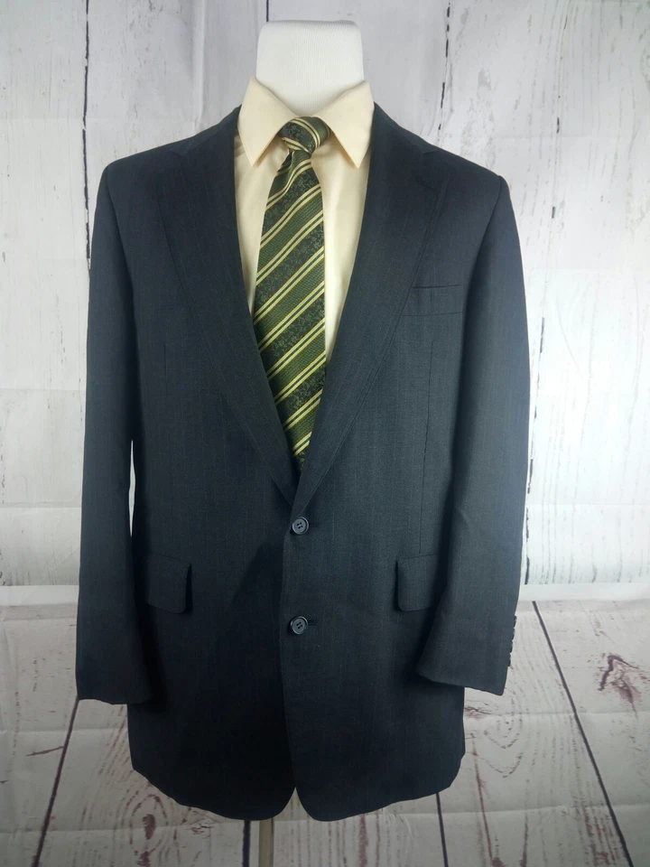 Traje Mark Alexander Carbón Rayas 2 Botones Para Hombre 2 Piezas 43L 35x32 Plisado Foto 2 de 4