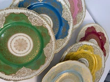 Hutschenreuther Multicolor Gilded 10" Dinner Plate Fine Porcelain Germany 8681
