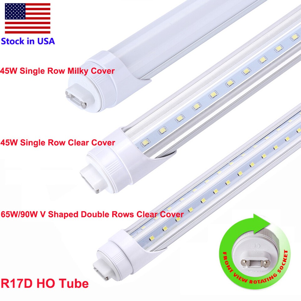 HO R17D 2 Pins 8FT LED Tube Light 45W-90W, Rotatable Base, Warehouse Shop Light