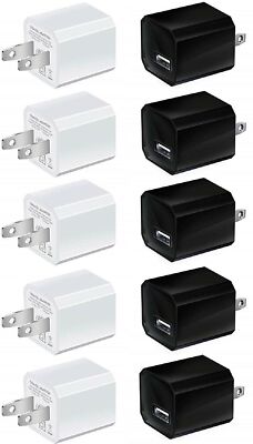 10-Pack USB Power Adapter Wall Charger Square Port Charging Cube Block Box