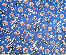 Nascar red white blue car racing cotton quilting fabric bhy x 45" wide stock car