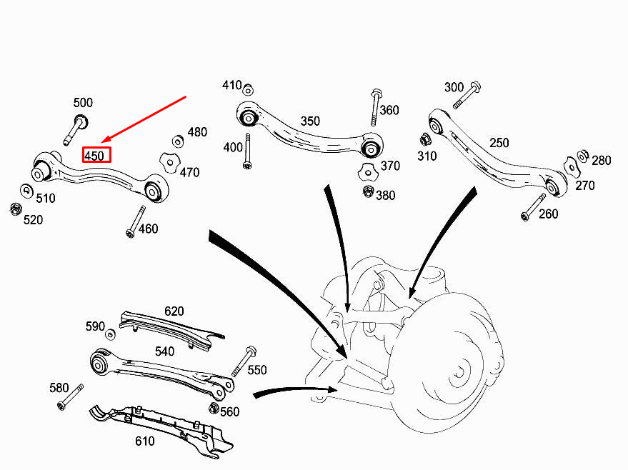 MERCEDES-BENZ E W213 Rear Left Axle Strut Rod A2053506723